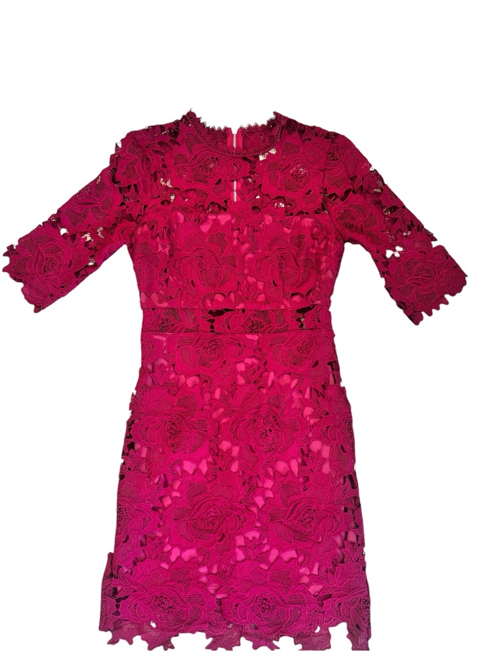 Lulu's Fuchsia Floral Lace Mini Dress